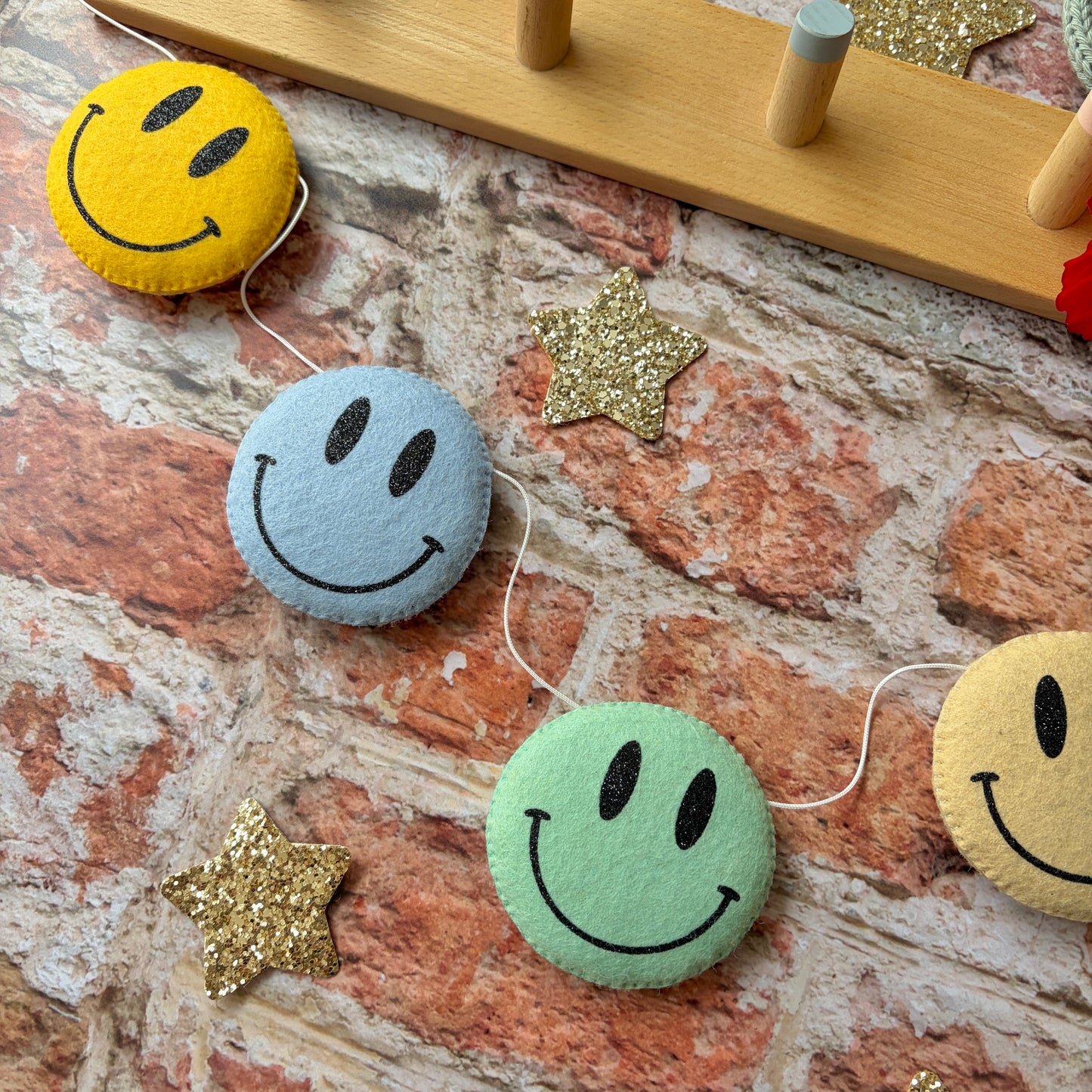 Sample Sale- Smiley Faces Garland in colours shown