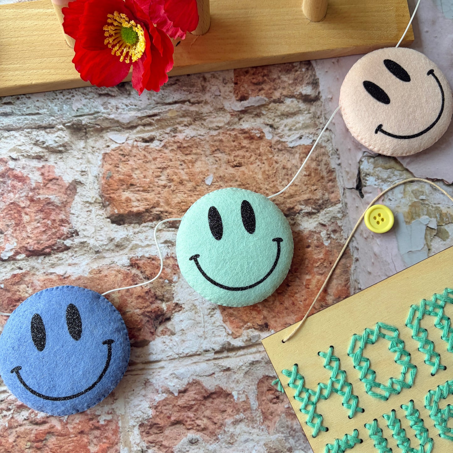 Sample Sale- Smiley Faces Garland in colours shown