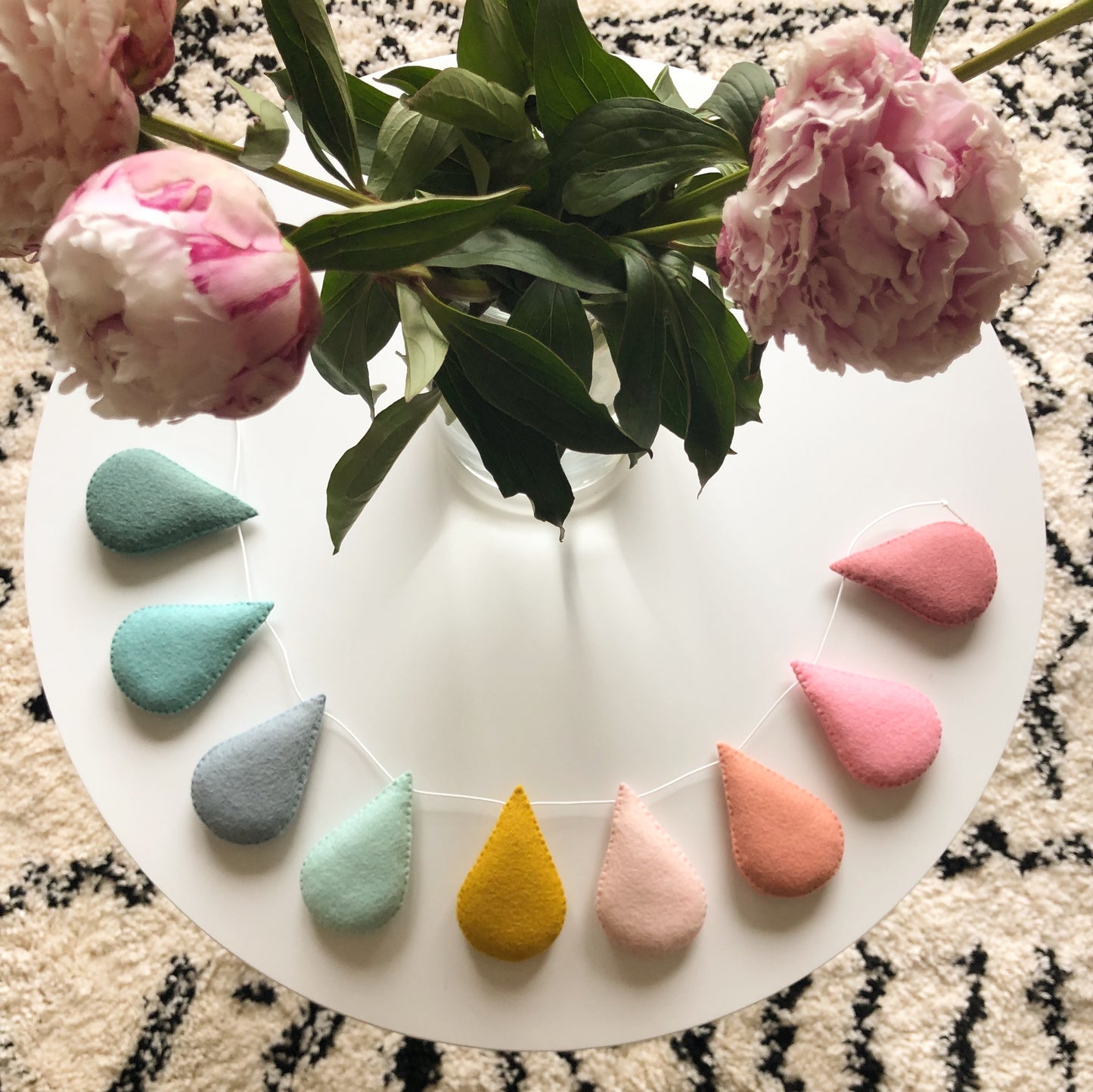 Springtime Droplet garland - no glitter. Made to order.