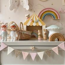 Load image into Gallery viewer, Hand sewn Bunting - Gold, Blush and Off White (New!)