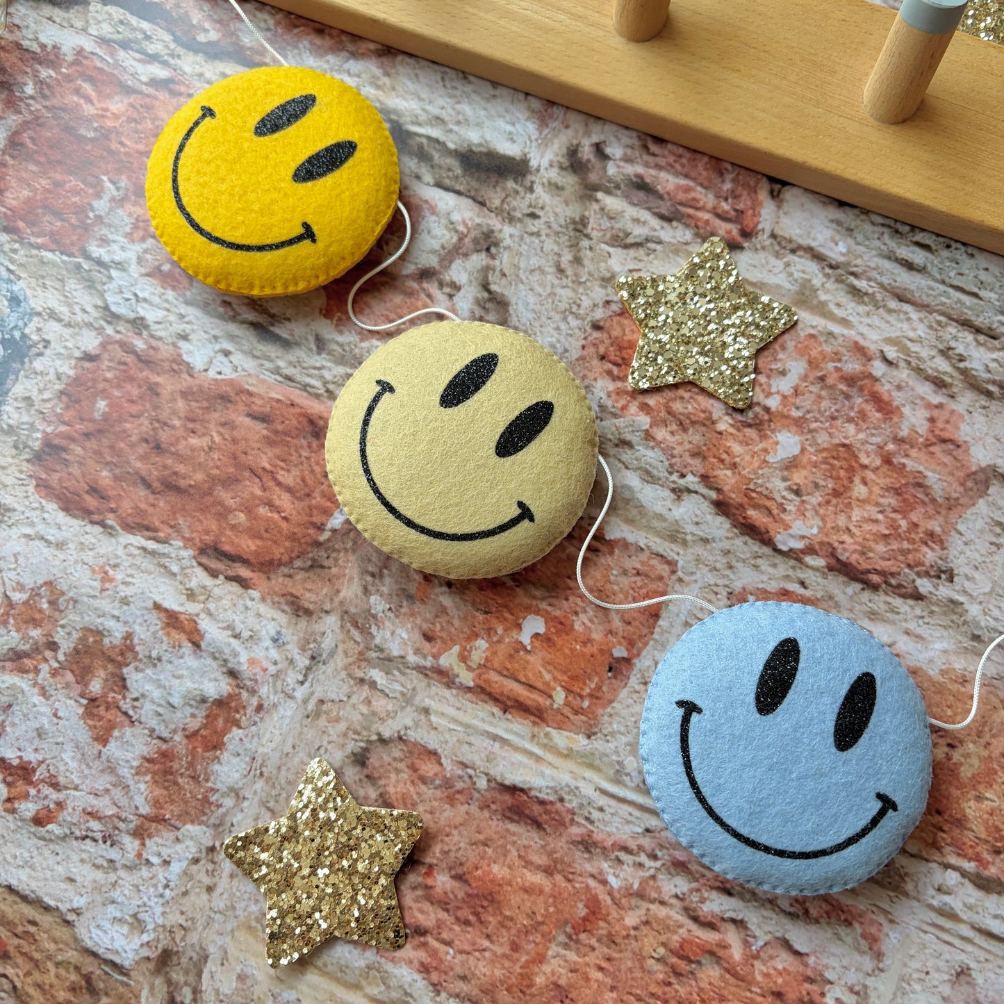 Sample Sale- Smiley Faces Garland in colours shown