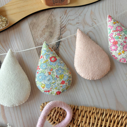 Droplet Garland - Mixed Liberty with off white and blush. Made to order.