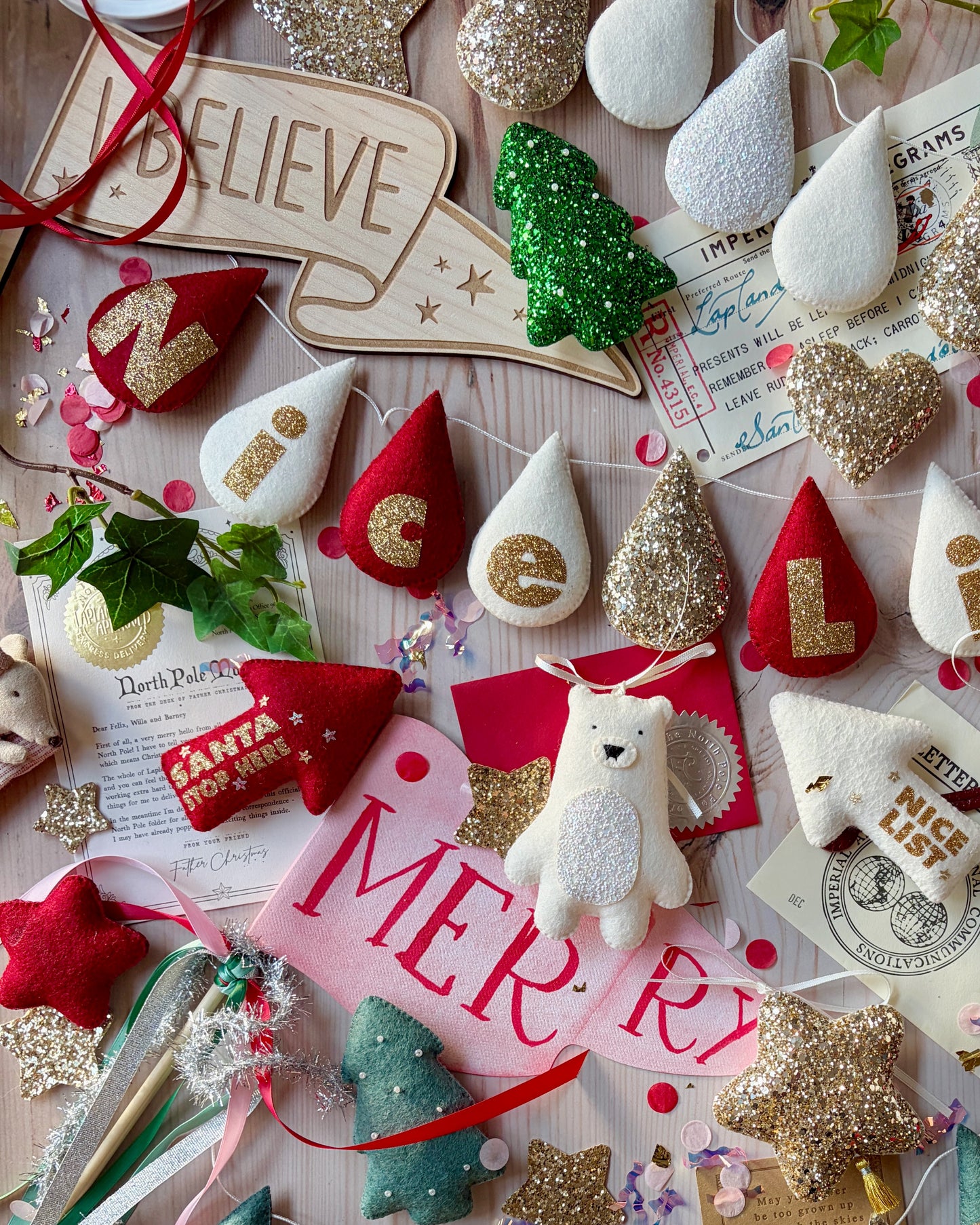 Festive personalised droplet garland with lettering
