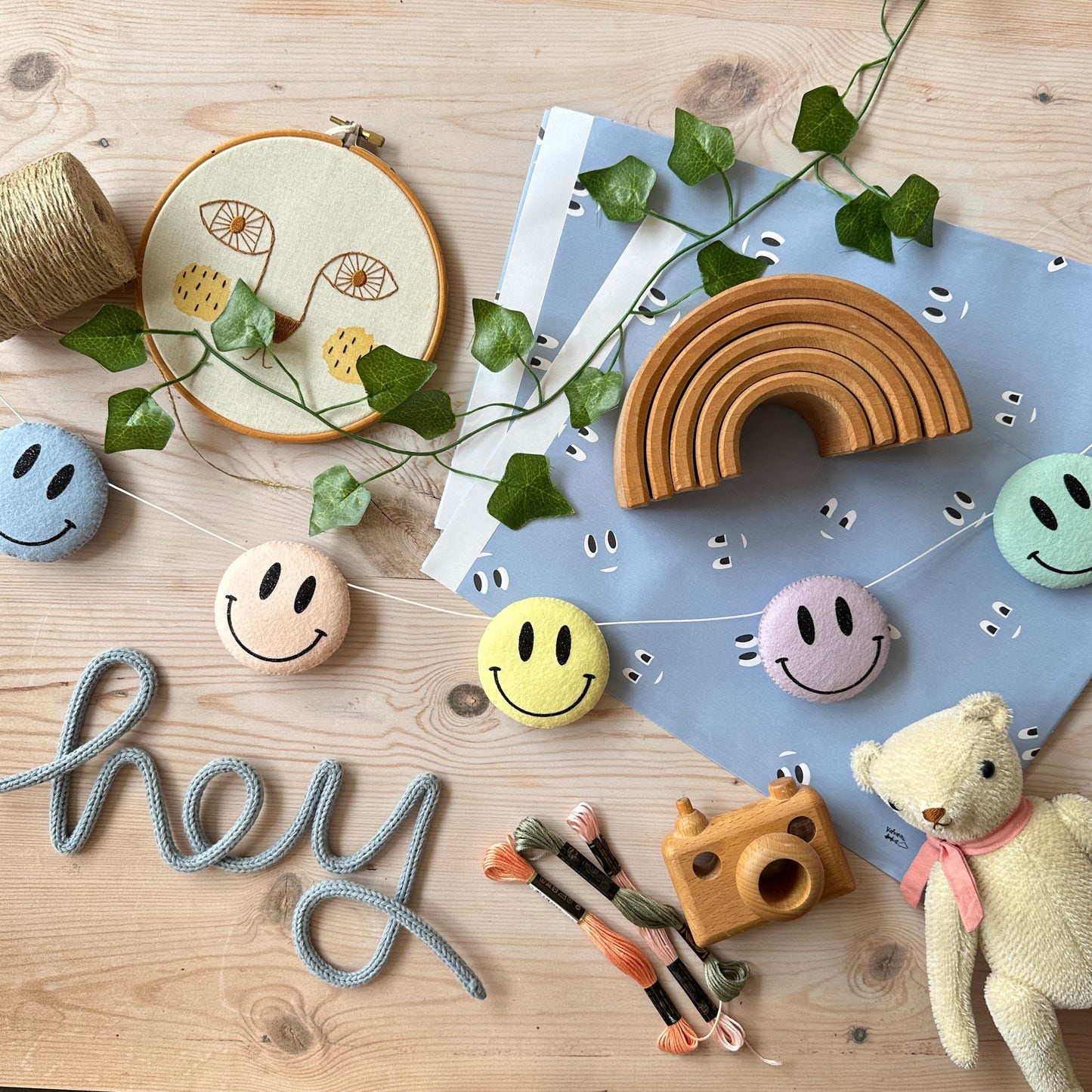 Smiley Face Garland - In your choice of colours