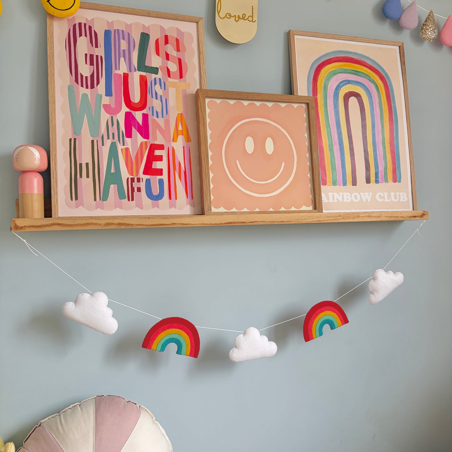 Rainbow and Cloud Garland - Made in your choice of colours