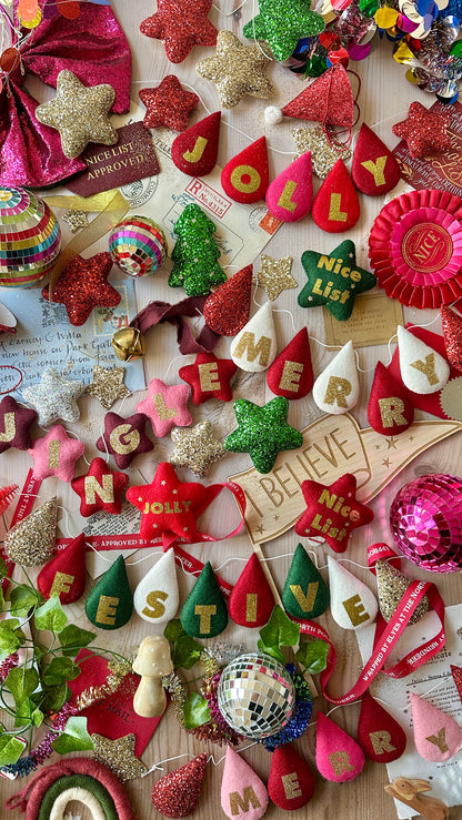 Festive personalised droplet garland with lettering