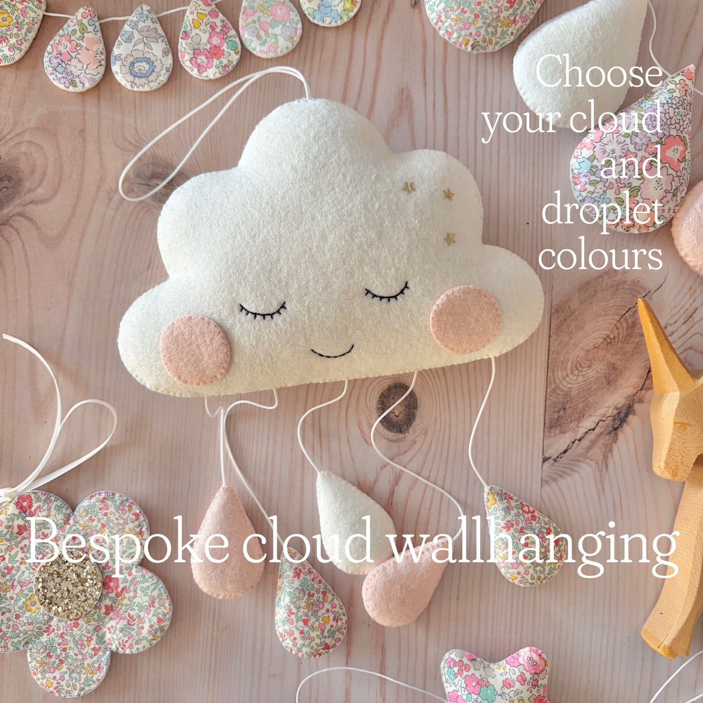 Bespoke Sleepy Cloud with Custom Drop Colours. Made to order.