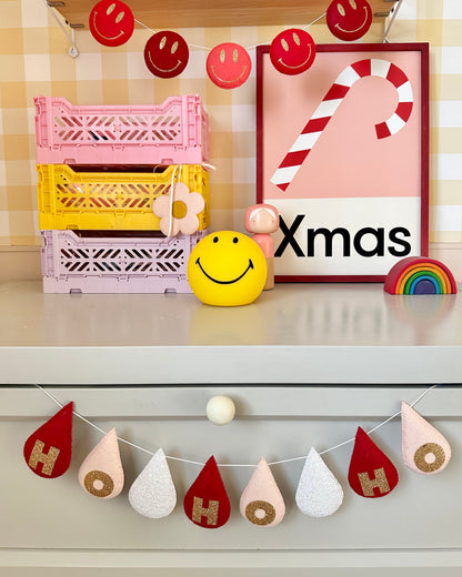 Festive personalised droplet garland with lettering