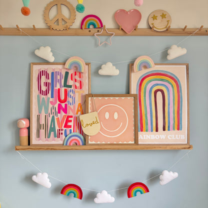 Rainbow and Cloud Garland - Made in your choice of colours
