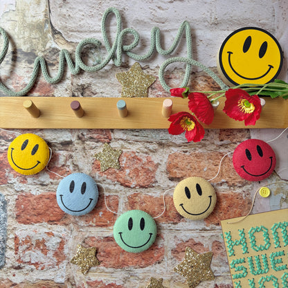 Sample Sale- Smiley Faces Garland in colours shown