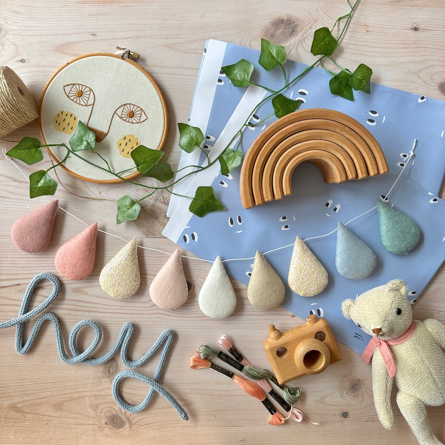 Soft Sunshine muted pastel droplet garland