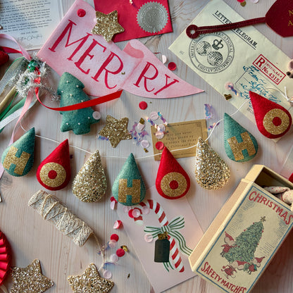 Festive personalised droplet garland with lettering