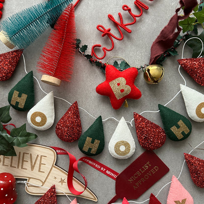 Festive personalised droplet garland with lettering