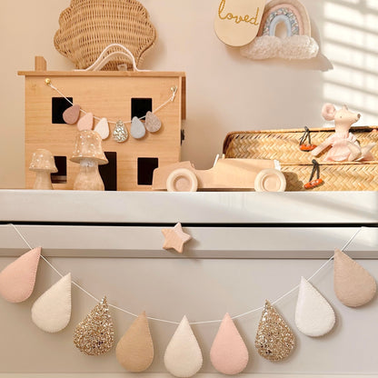 Droplet garland - blush, beige and gold
