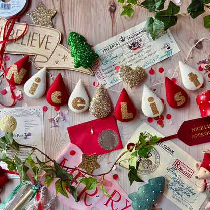 Festive personalised droplet garland with lettering