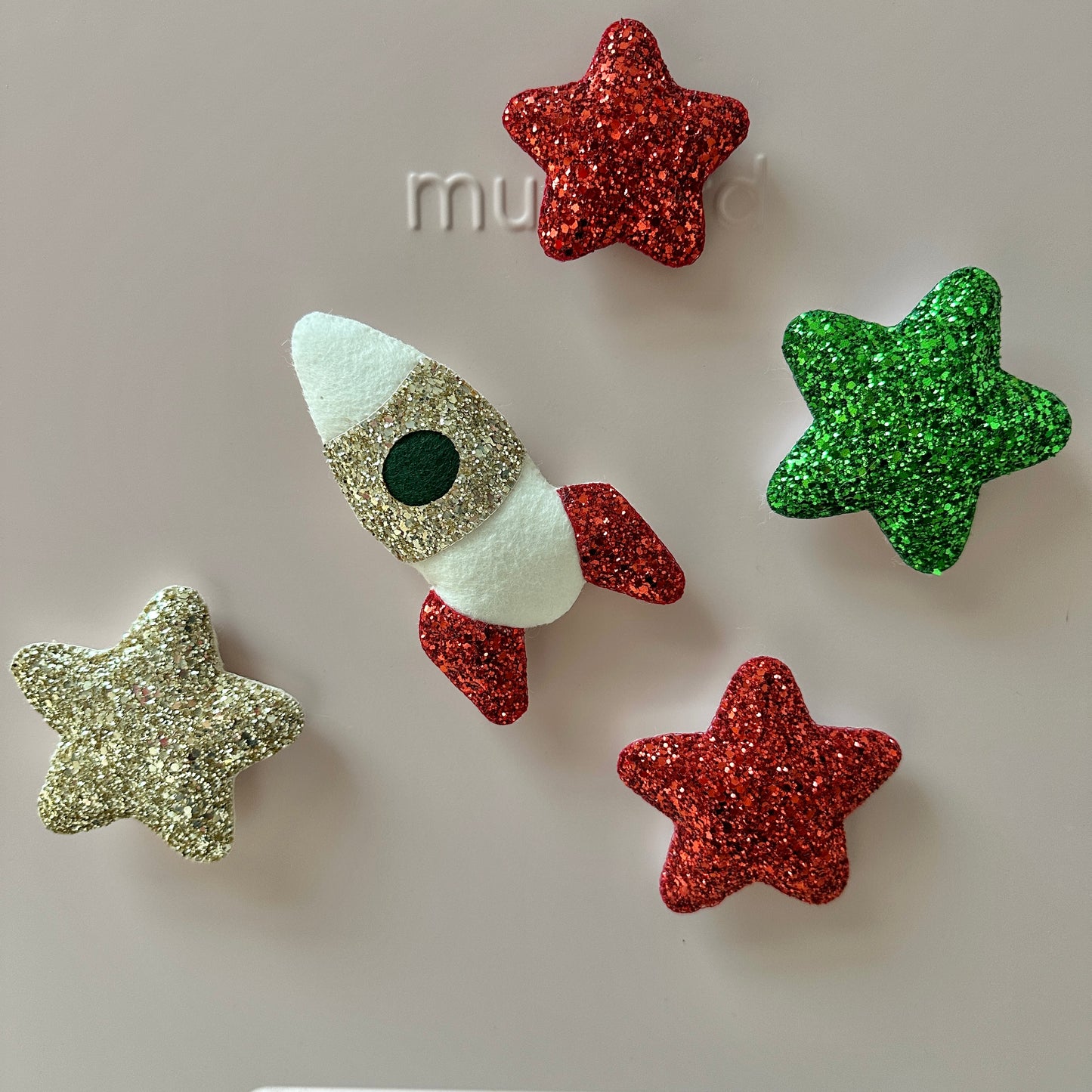 Rocket, Moon and Star Magnets (in your choice of colours)