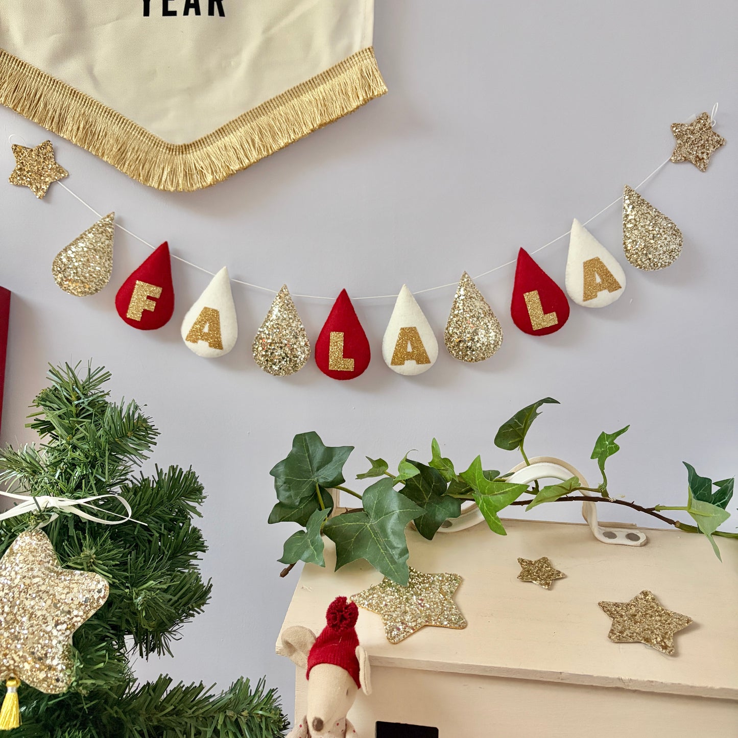Festive personalised droplet garland with lettering