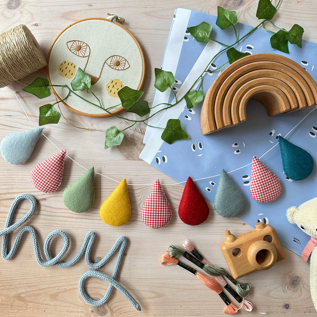 Gingham Garland with greens, blues and mustard (New!)