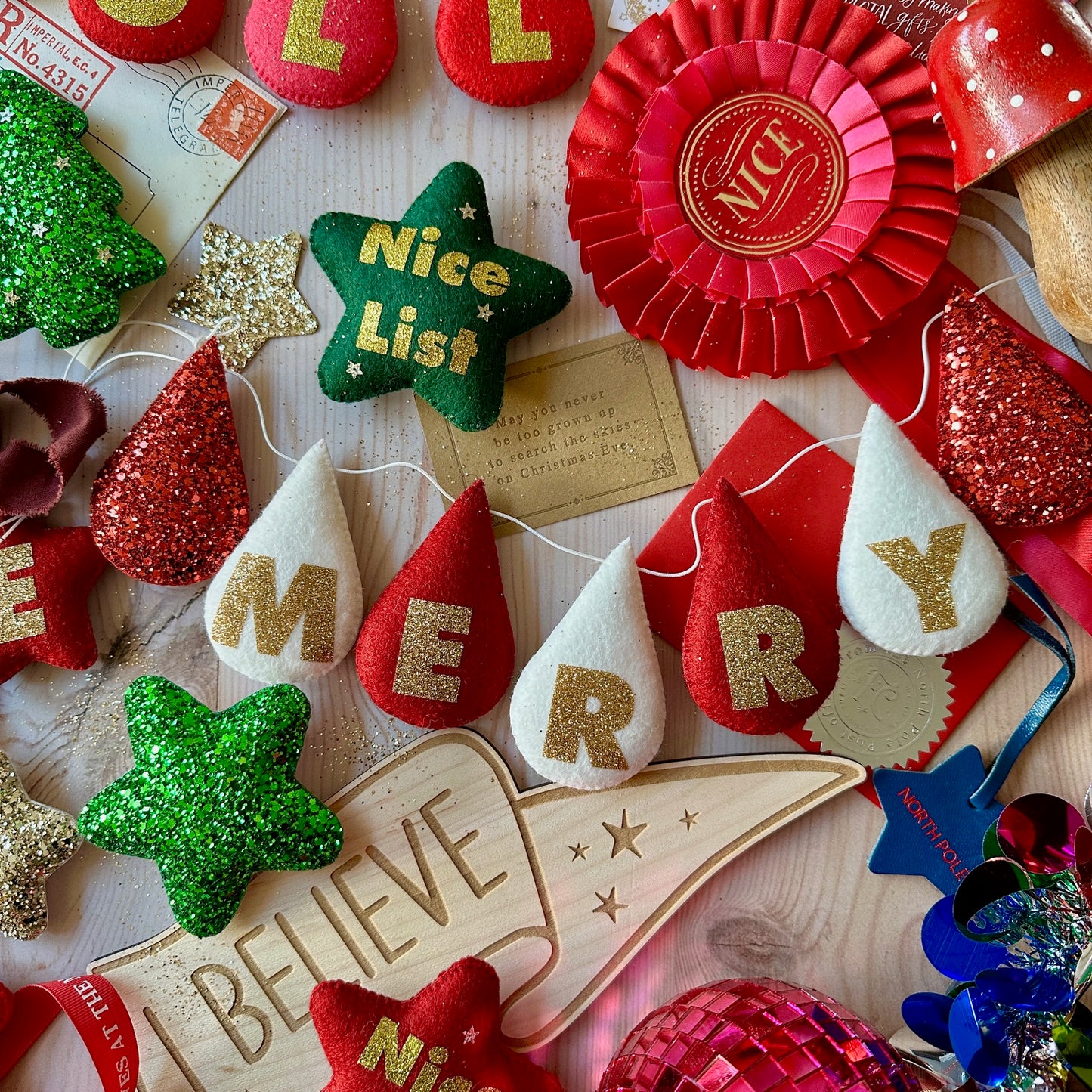 Festive personalised droplet garland with lettering