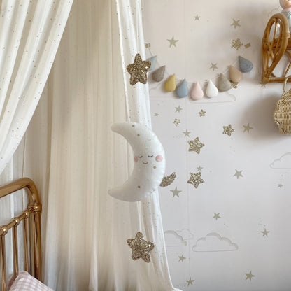 Bespoke sleepy Crescent Moon in your custom colours - Made to order.