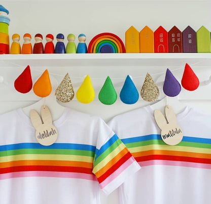 Rainbow Raindrop Garland - Bright with choice of glitter. Made to order.