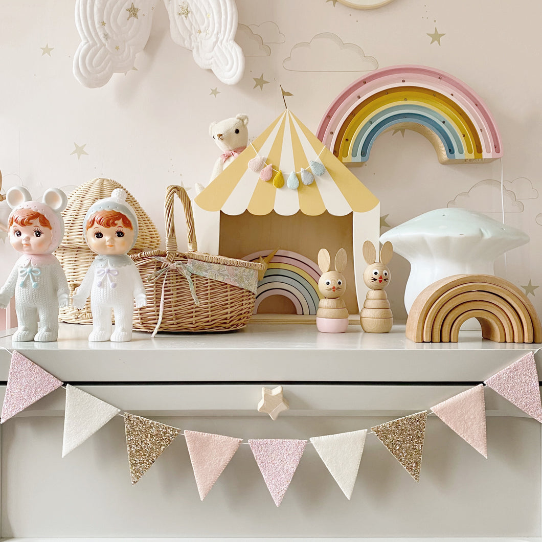 Hand sewn Bunting - Gold, Blush and Off White (New!)