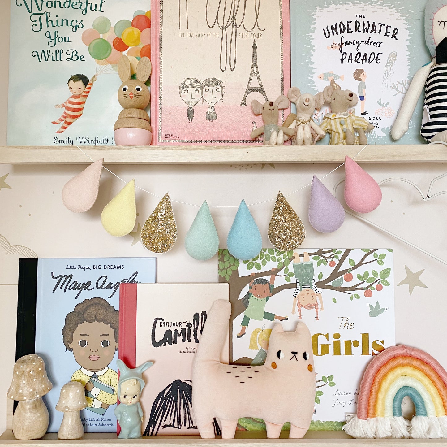 Droplet Garland- Pastel Rainbow. Made to order.