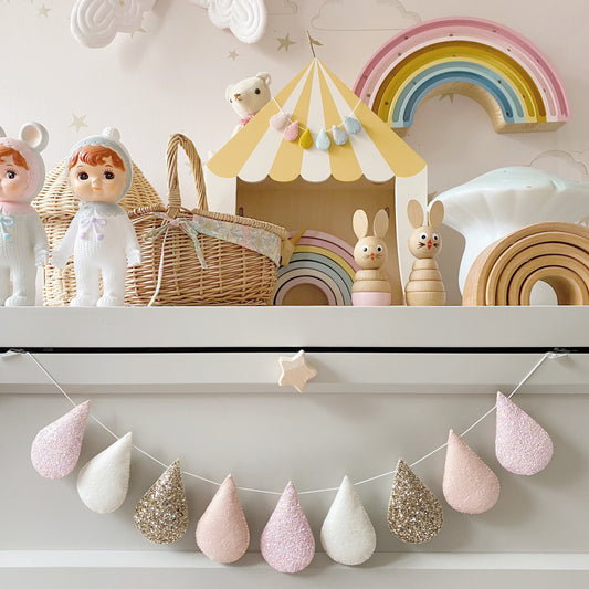 Droplet garland-  Golds and Blush