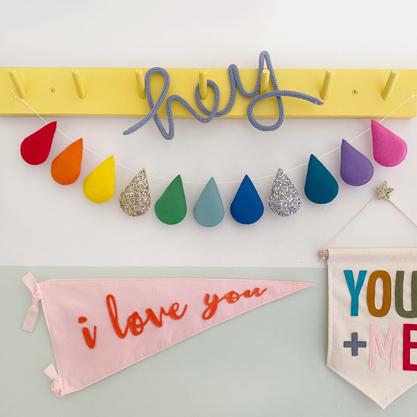 Droplet garland- Long Bright Rainbow