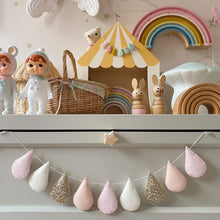 Load image into Gallery viewer, Droplet garland- (Best seller) gold glitter, blush, off white, blush glitter. Made to order.
