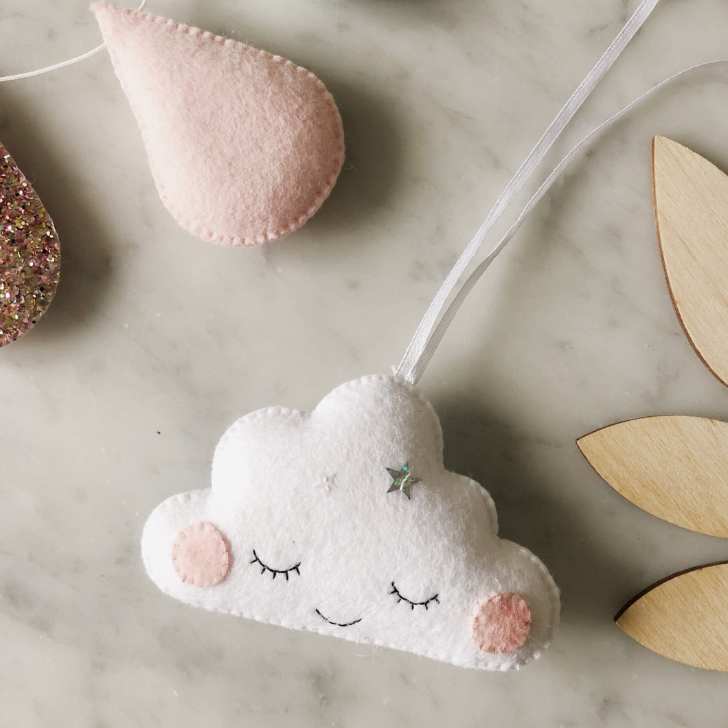 Little Sleepy Cloud Decoration - Created in your custom colours - Made to order.