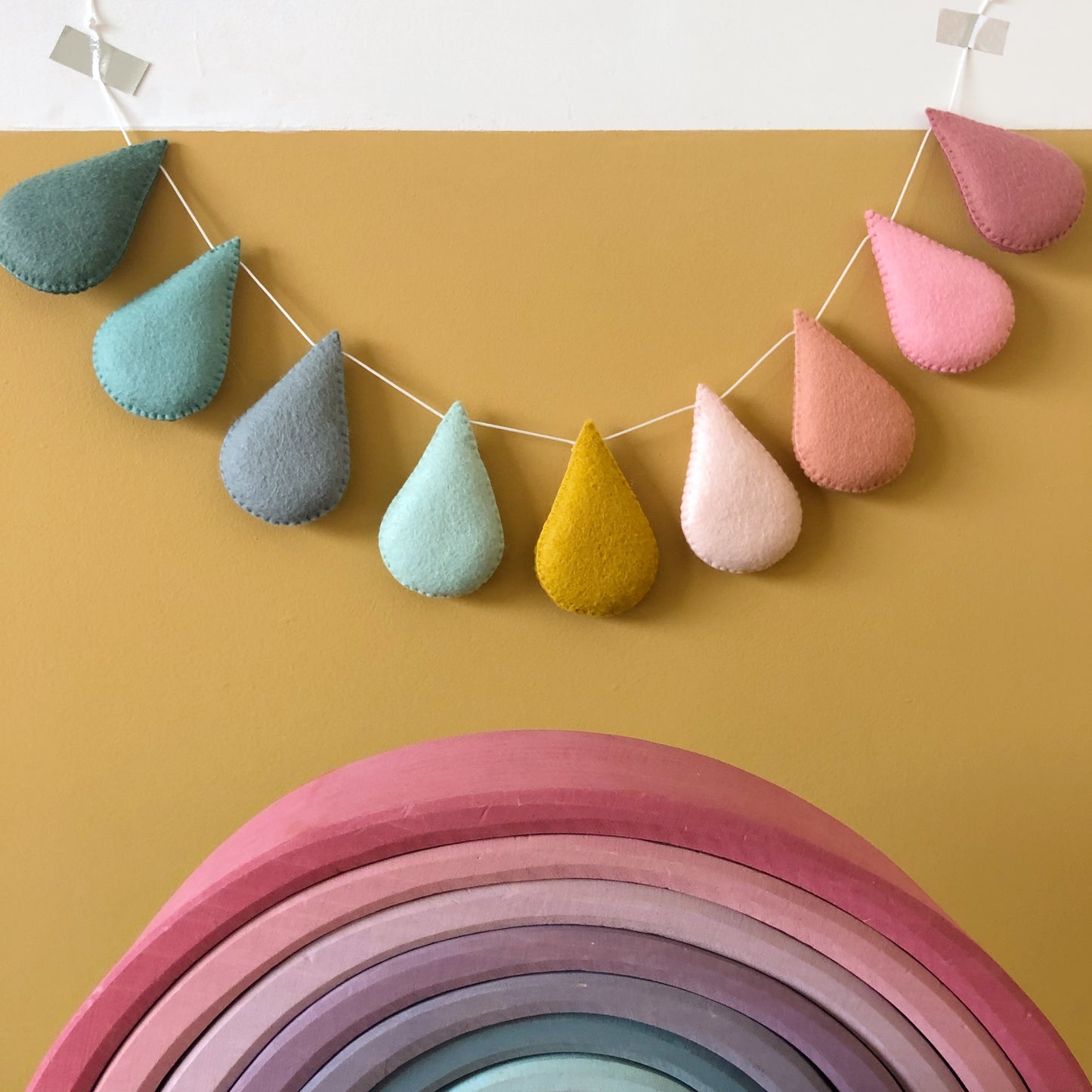 Springtime Droplet garland - no glitter. Made to order.