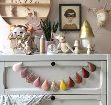 Load image into Gallery viewer, Droplet garland- Pinks, mustard and warm brown tones. Made to order.
