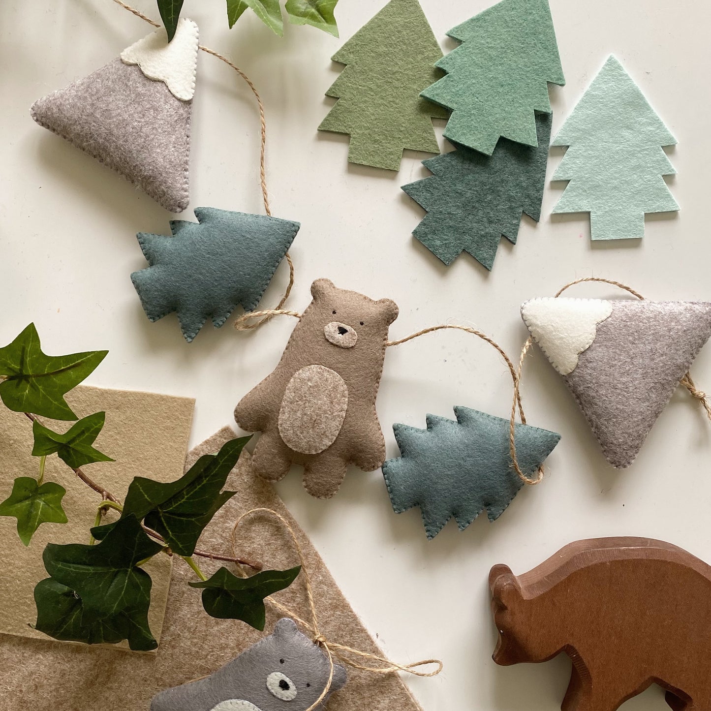 Bear Garland / Magnets - Made to order in your choice of colours.