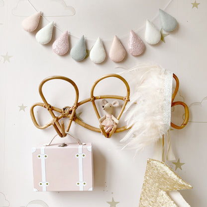 Blush glitter with pale grey Droplet Garland