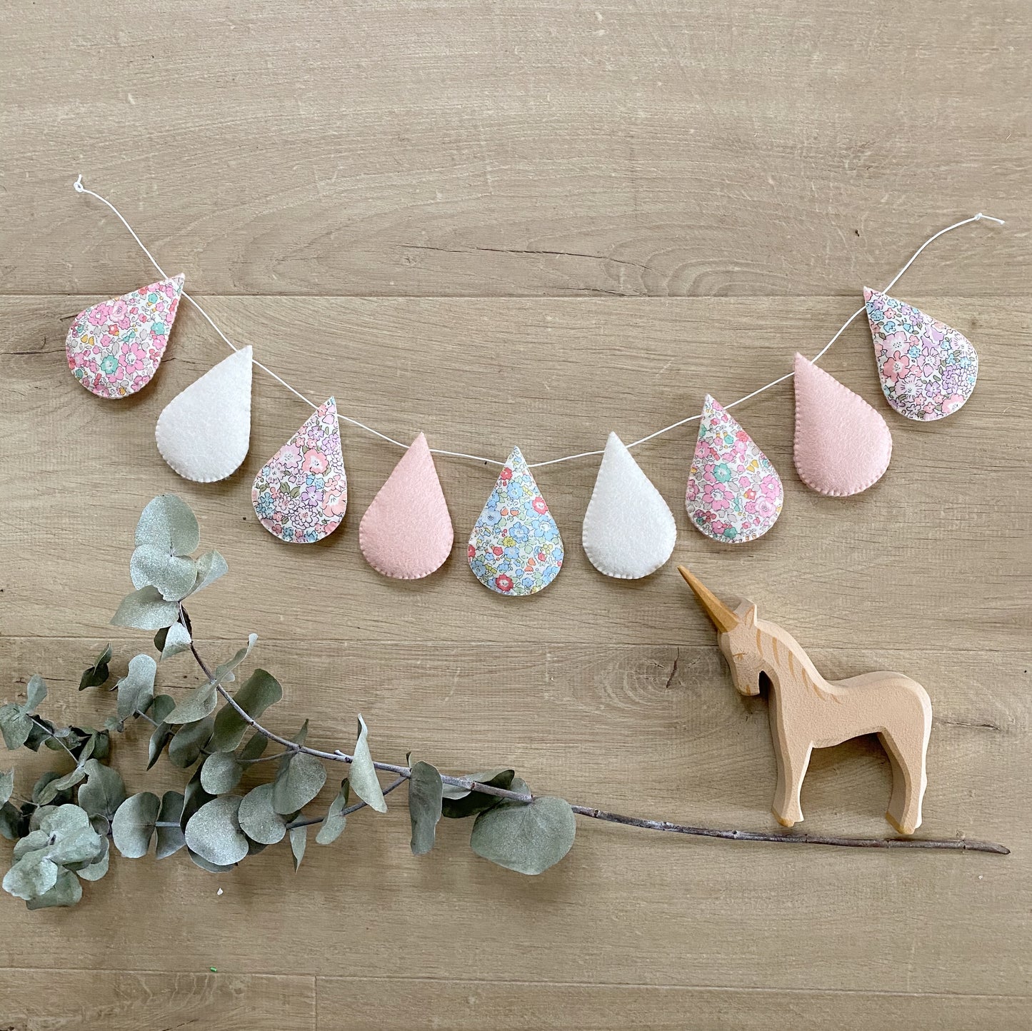 Droplet Garland - Mixed Liberty with off white and blush. Made to order.
