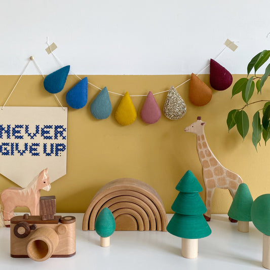 Droplet garland- muted rainbow. Made to order.