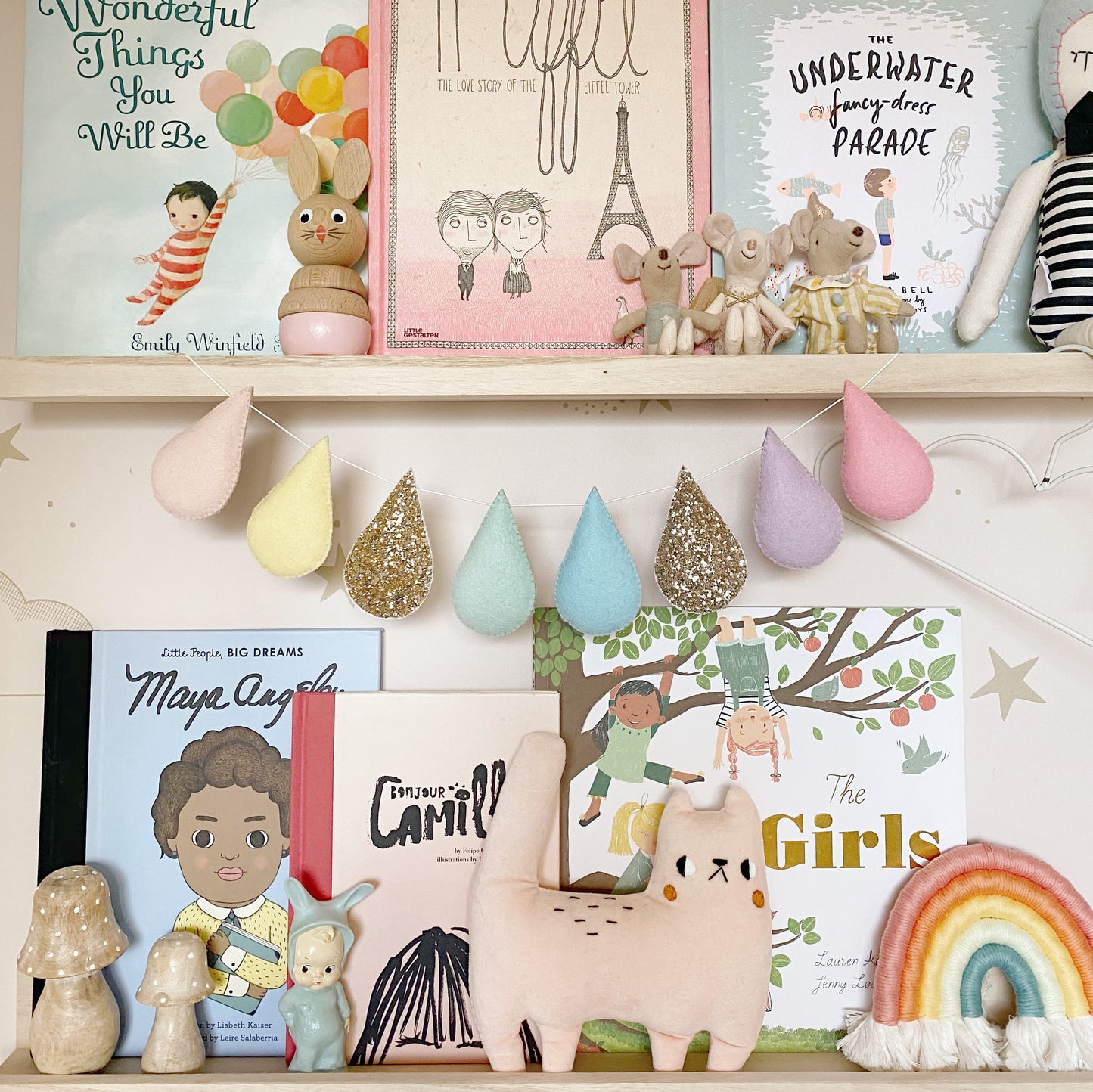 Droplet Garland- Pastel Rainbow. Made to order.