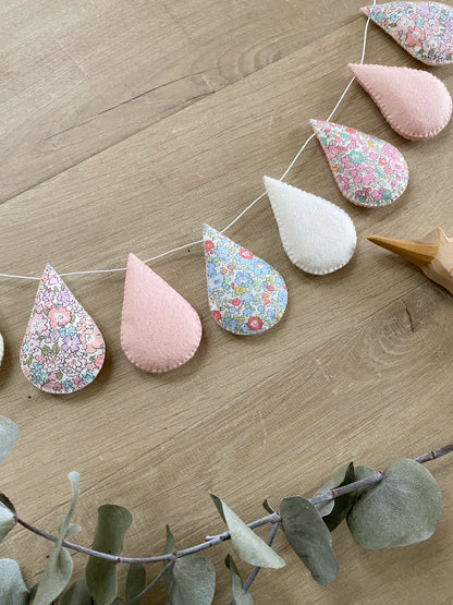 Droplet Garland - Mixed Liberty with off white and blush. Made to order.