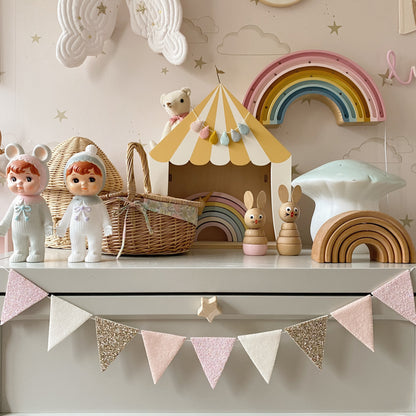 Hand sewn Bunting - Gold, Blush and Off White (New!)