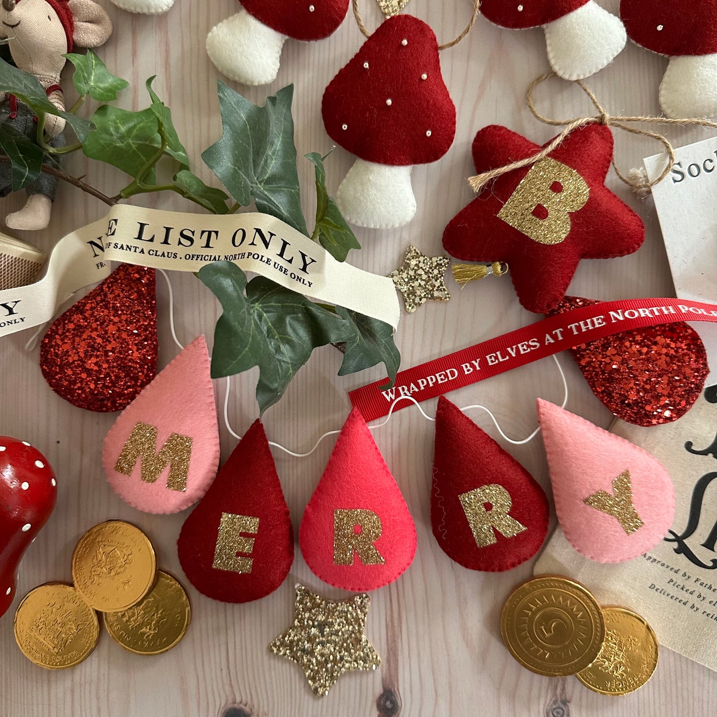 Festive personalised droplet garland with lettering