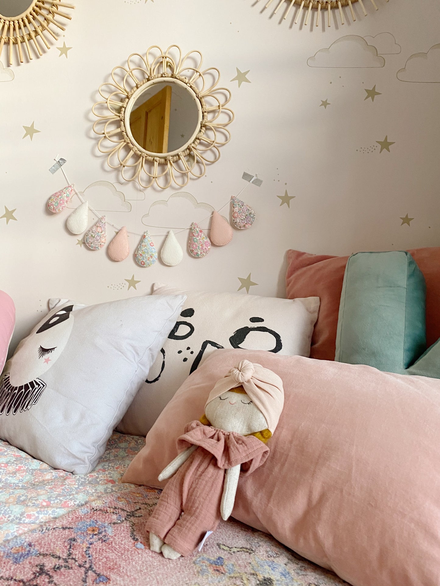 Droplet Garland - Mixed Liberty with off white and blush. Made to order.