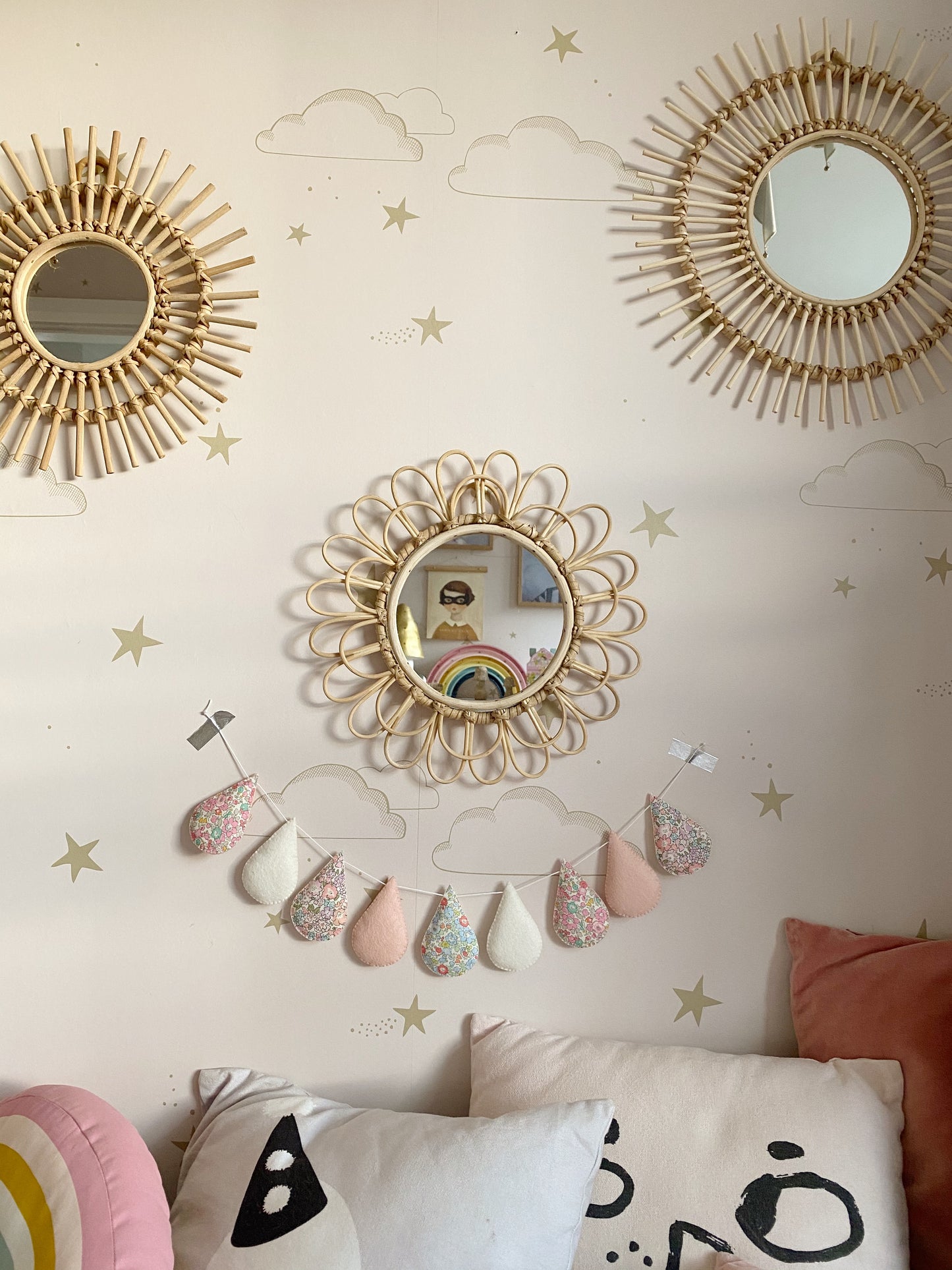 Droplet Garland - Mixed Liberty with off white and blush. Made to order.