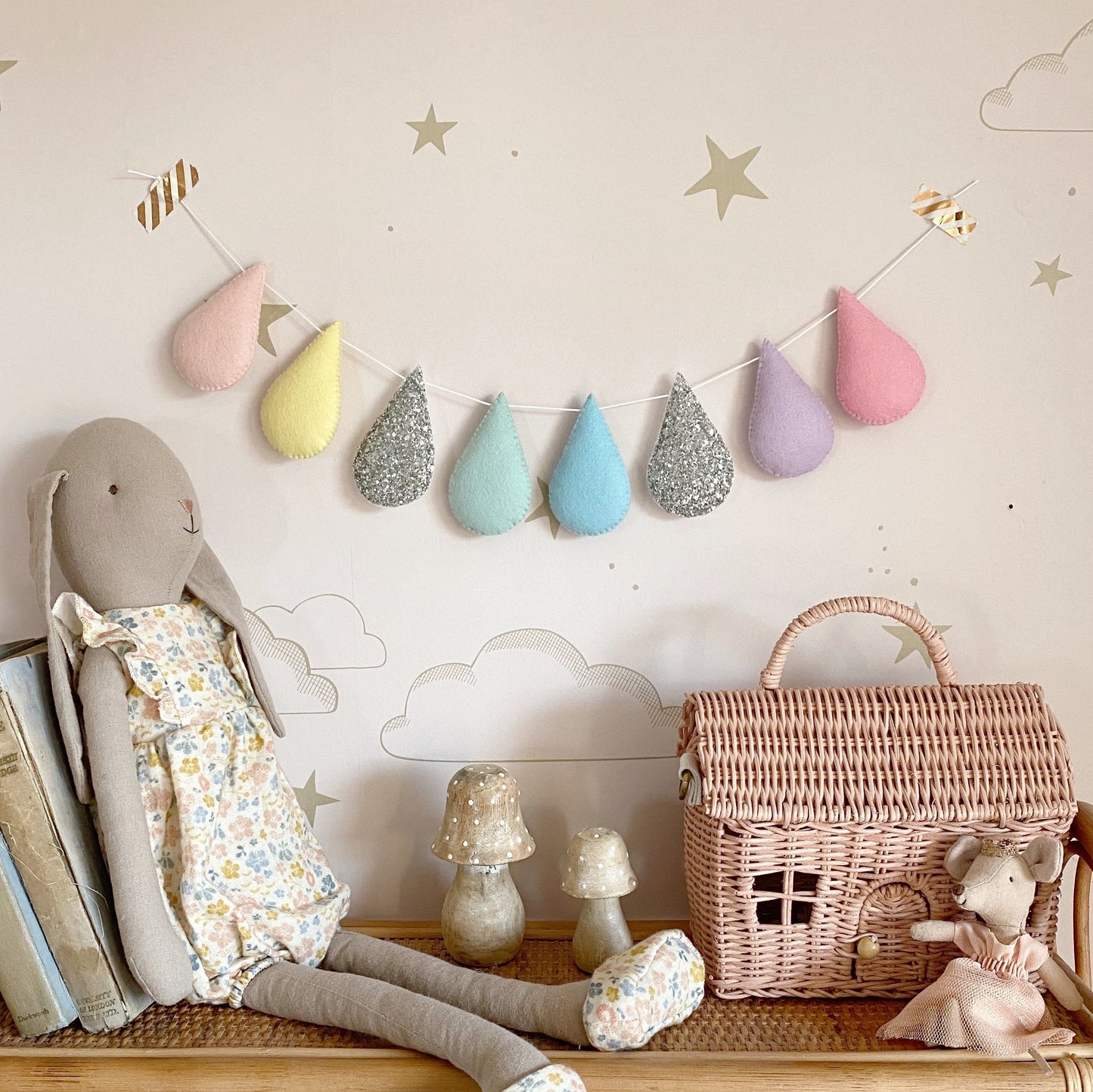 Droplet Garland- Pastel Rainbow. Made to order.